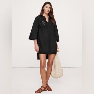 NWT Banana Republic Embroidered Cotton Poplin Kaftan Black